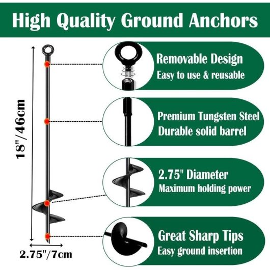 Tornillo de Tierra Autrucker 45 cm Anclaje Espiral Acero Inoxidable