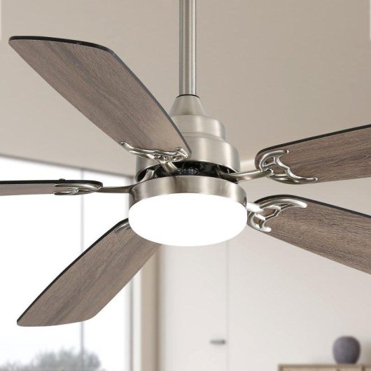 Ventilatore da Soffitto con Luce Rolipo 18W LED 132cm 6 Velocità Motore DC Telecomando Nero