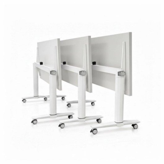 Mesa Spacio FlexiMove Plegable y Volteable 1400x800mm Gris Pura con Ruedas