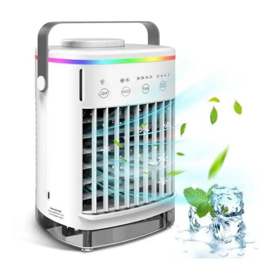Mini Ventilador Evaporativo de Sobremesa Autrucker 4 Velocidades 700 ml LED 7 Colores Oscilación USB