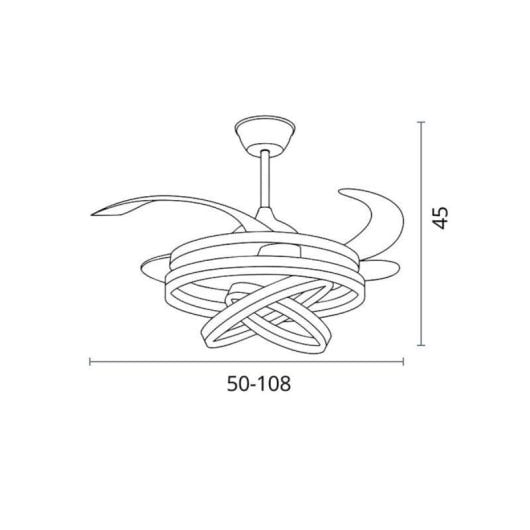 Ventilador de Techo con Luz Bel Air Sfera 72W 108cm 6 Velocidades Motor DC Aspas Retráctiles Mando