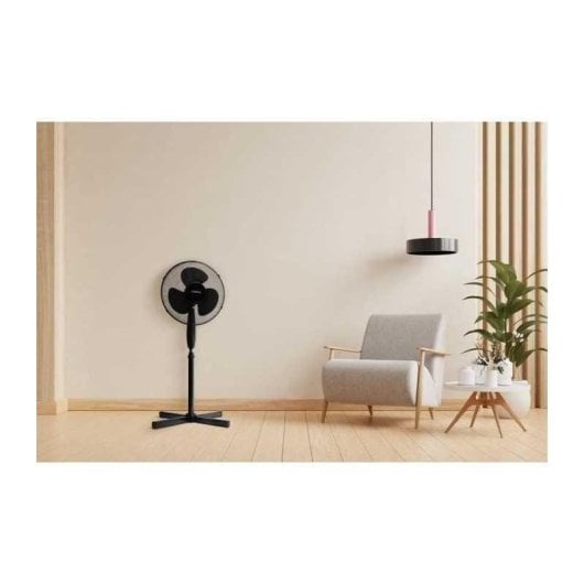 Ventilateur sur Pied Oceanic 45W 41cm 3 Vitesses Oscillation Tête Inclinable Noir