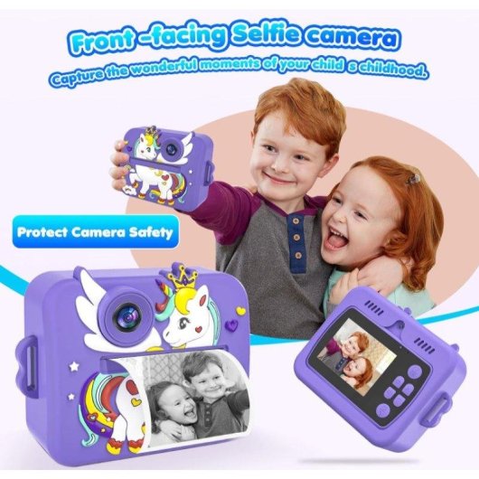 Cámara Instantánea Rolipo X7D Flash Automático Impresión Rápida SD 32GB Violeta