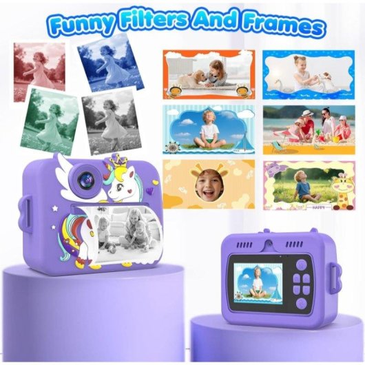Cámara Instantánea Rolipo X7D Flash Automático Impresión Rápida SD 32GB Violeta