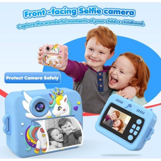 Cámara Instantánea Rolipo X7D Flash Automático Impresión Rápida SD 32GB Azul