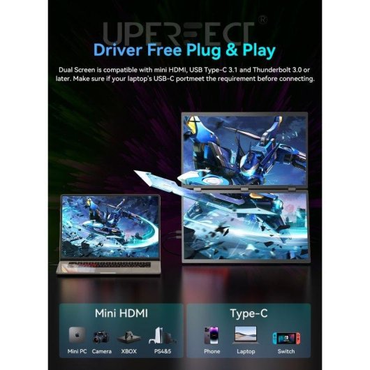 Monitor Uperfect Dual 18,5" FullHD 100Hz IPS 100% sRGB VESA 5ms