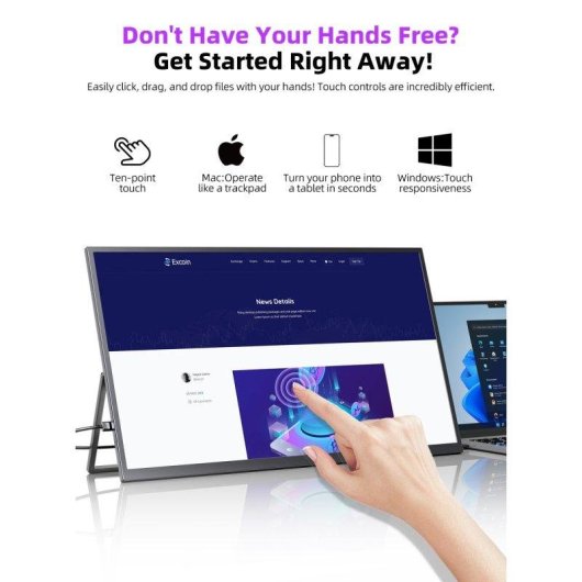 Monitor Uperfect 22" QHD 60Hz QLED portátil USB-C Mini HDMI antirreflejo VESA