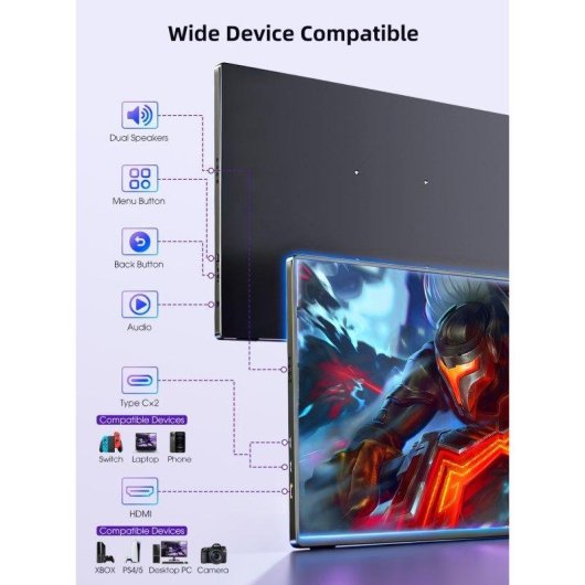 Monitor PC Uperfect QLED 16" QHD+ 120Hz QLED USB-C Mini HDMI 16:10 Portatile