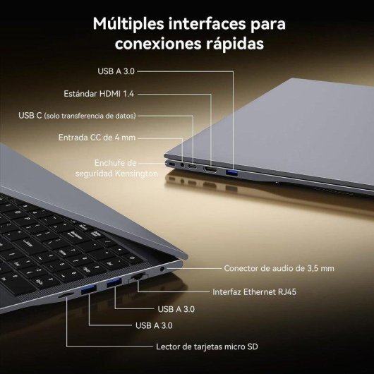 Portátil Intechne 16" Intel Core i5-8210Y 16GB 512GB SSD Intel UHD 617 Windows 11 Pro