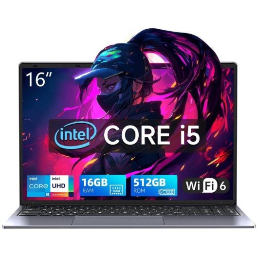 Portátil INTECHNE 16.1" Intel Core i5-8210Y 16GB 512GB SSD Intel UHD 617 Windows 11 Pro