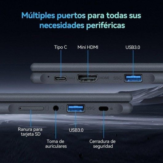 Portátil INTECHNE Convertible 11,6" Intel Core 6500Y 8GB 256GB SSD UHD 615 Windows 11 Pro