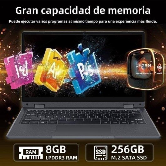 Portátil INTECHNE 11,6" Intel Core 6500Y 8GB UHD 615 256GB SSD Windows 11 Pro ligero