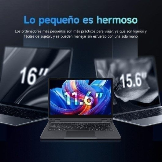 Portátil INTECHNE 11,6" Intel Core 6500Y 8GB UHD 615 256GB SSD Windows 11 Pro ligero