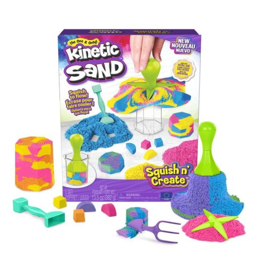 Arena cinética Kinetic Sand Set Aplasta y Crea 382 g 5 herramientas