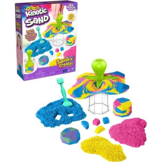 Arena cinética Kinetic Sand Set Aplasta y Crea 382 g 5 herramientas