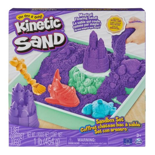Arena Kinética Set Sandbox con Arenero y 4 Accesorios Spin Master Púrpura
