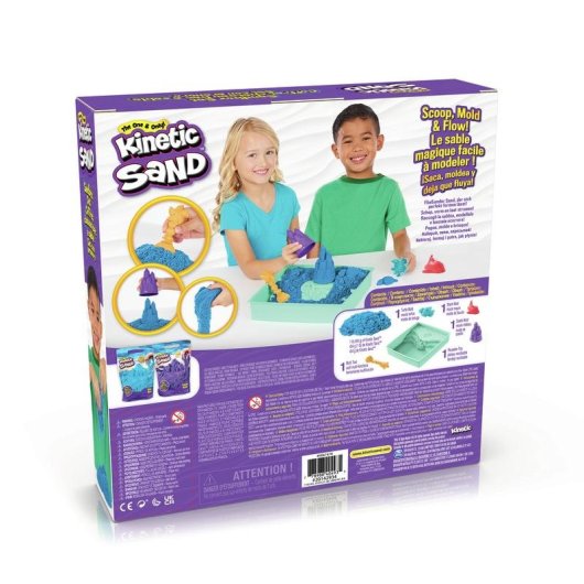 Set Kinetic Sand Sandspielkasten mit 454 g blauem Sand und 4 Zubehörteilen