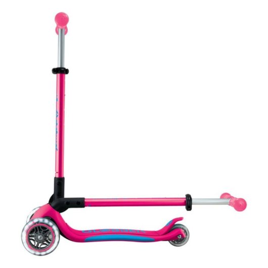 Patinete clásico Globber Primo Foldable Plus Lights 3 ruedas 50 kg rosa neón