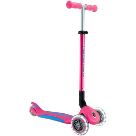 Patinete clásico Globber Primo Foldable Plus Lights 3 ruedas 50 kg rosa neón