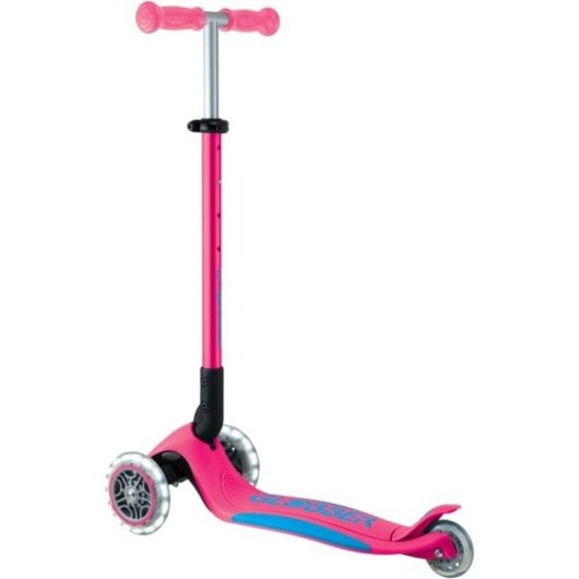 Patinete clásico Globber Primo Foldable Plus Lights 3 ruedas 50 kg rosa neón