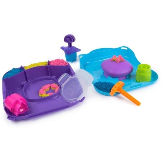 Kit de Arena Kinética SquishMotion Spin Master con 453 g y Moldes de Tiburón, Estrella y Sol