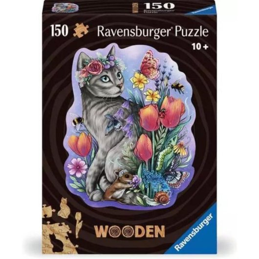 Puzzle en bois Ravensburger Chat de printemps 150 pièces