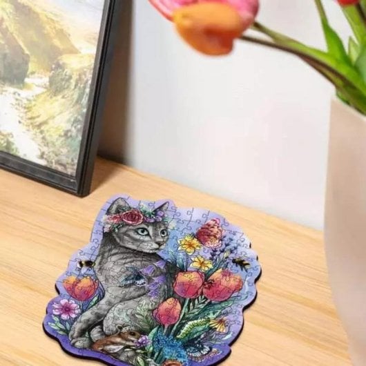 Puzzle en bois Ravensburger Chat de printemps 150 pièces