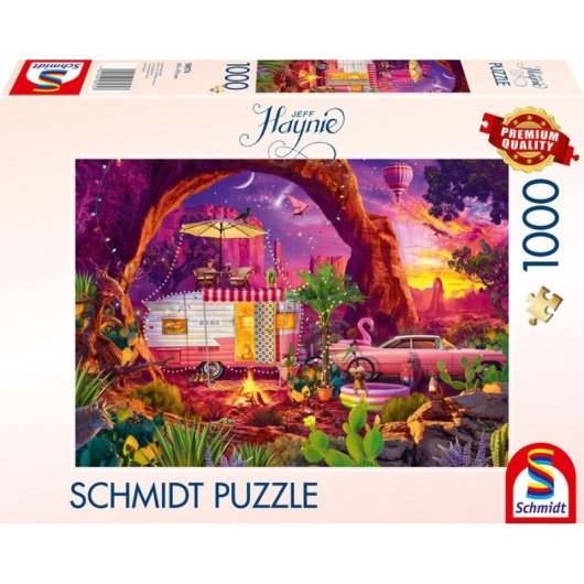 Puzzle Schmidt Spiele 1000 pièces Jeff Haynie Paradis de camping dans le désert