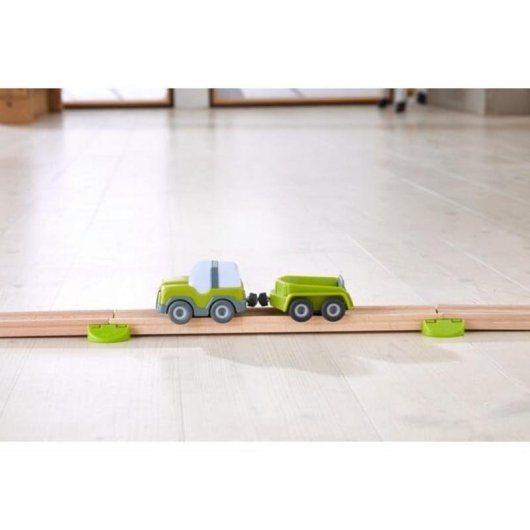 Coche de jeu HABA Kullerbü Todoterreno avec remorque bleu et vert