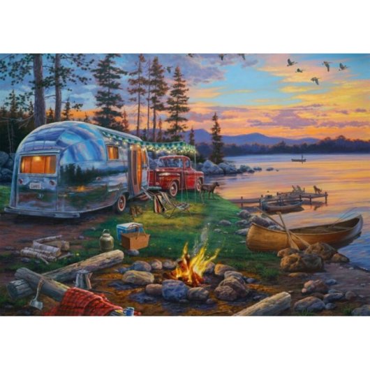 Puzzle 1000 pièces Schmidt Spiele Idylle de camping au bord du lac