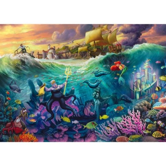 Puzzle 1000 peças Disney A Pequena Sereia Thomas Kinkade Studios