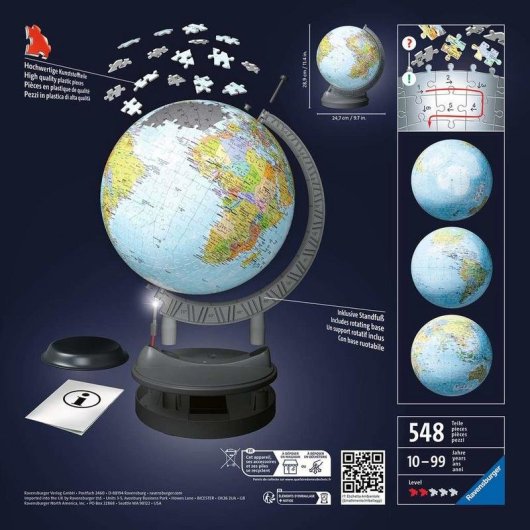 Puzzle 3D Ravensburger Globo con luce 540 pezzi