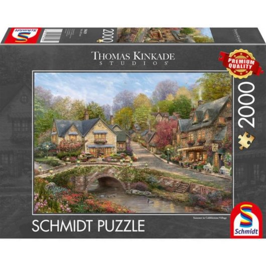 Puzzle 2000 pièces Schmidt Spiele Thomas Kinkade Studios Village de Cobblestone