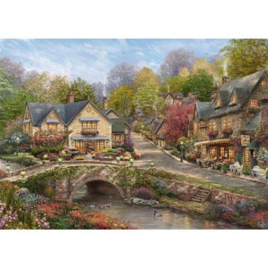 Puzzle 2000 pièces Schmidt Spiele Thomas Kinkade Studios Village de Cobblestone