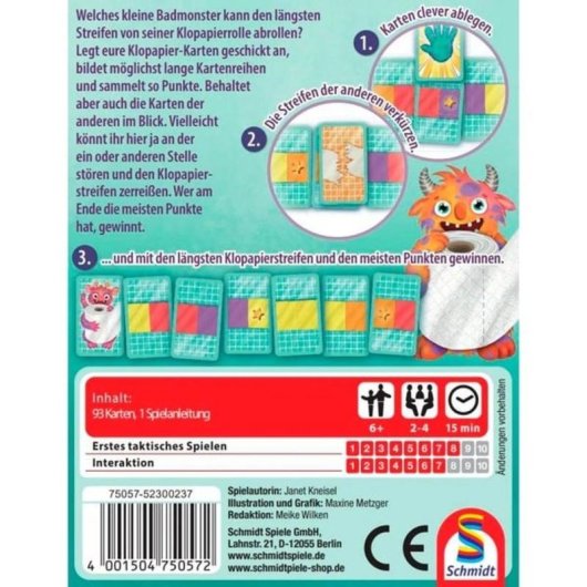 Jeu de cartes Schmidt Spiele Monsterrolle Concentration 2-4 joueurs 6 ans