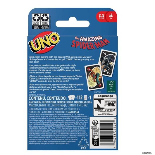 Jogo de cartas UNO The Amazing Spider-Man Mattel