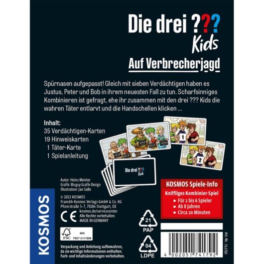 Jeu de cartes détective Kosmos 74179 2-6 joueurs 8 ans