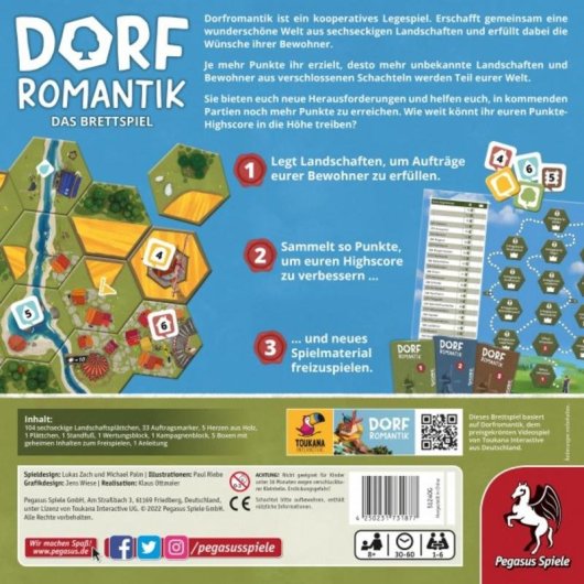 Juego de mesa Pegasus Dorfromantik - Das Brettspiel Estrategia Familiar 1-6 jugadores