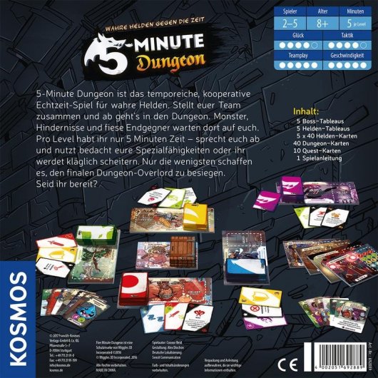 Juego de cartas Kosmos 5-Minute Dungeon cooperativo para 2-5 jugadores