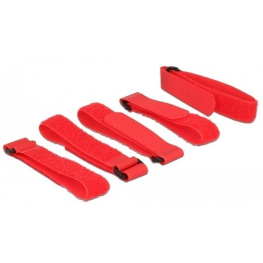 Klettband-Befestigung DeLOCK 18705 Rot 20 mm x 300 mm 5 Stück