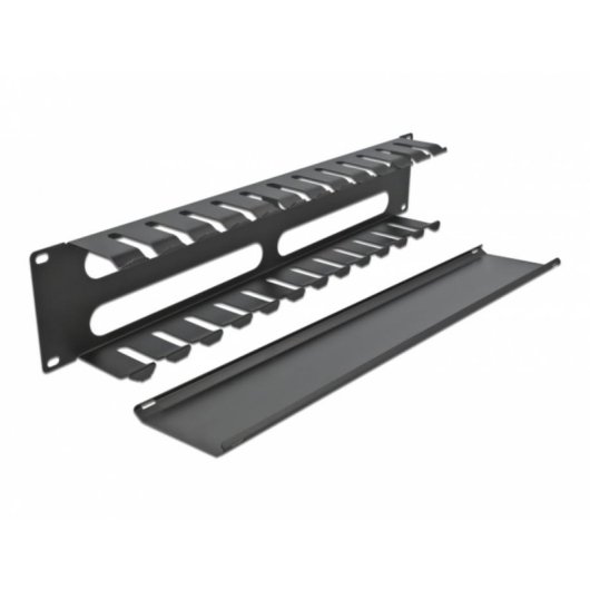 Panneau de gestion de câbles DeLOCK 19" 2U noir avec 4 ouvertures