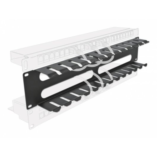 Panneau de gestion de câbles DeLOCK 19" 2U noir avec 4 ouvertures