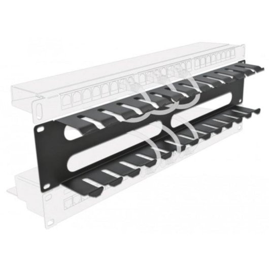 Panneau de gestion de câbles DeLOCK 19" 2U noir avec 4 ouvertures