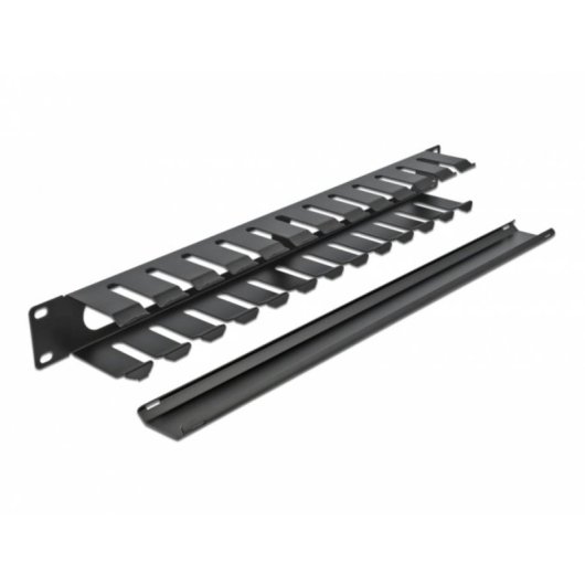Panneau de gestion de câbles DeLOCK 19" 1U noir avec 2 ouvertures