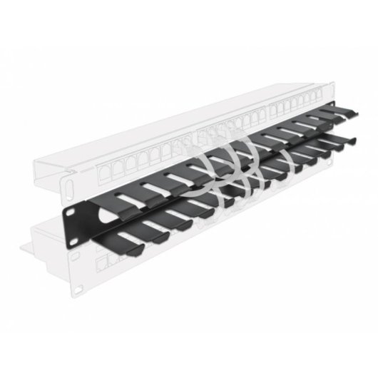 Panneau de gestion de câbles DeLOCK 19" 1U noir avec 2 ouvertures