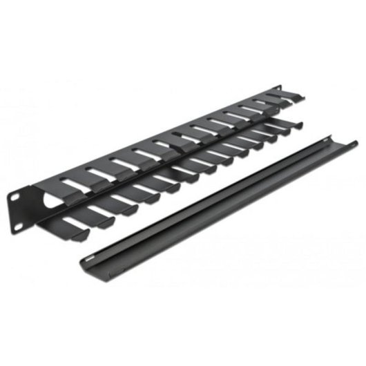 Panneau de gestion de câbles DeLOCK 19" 1U noir avec 2 ouvertures