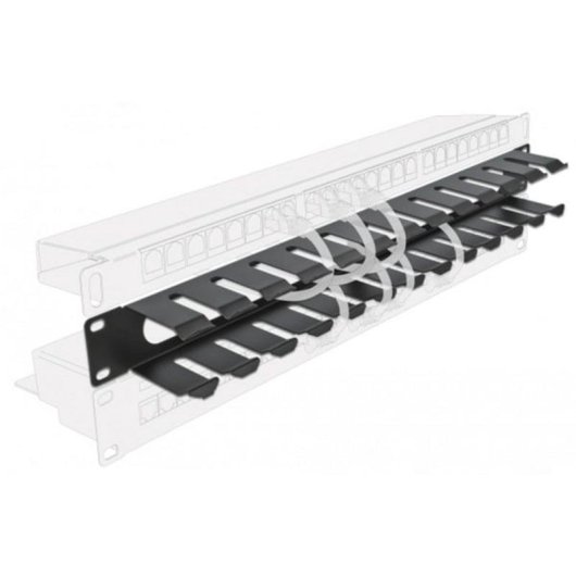 Panneau de gestion de câbles DeLOCK 19" 1U noir avec 2 ouvertures