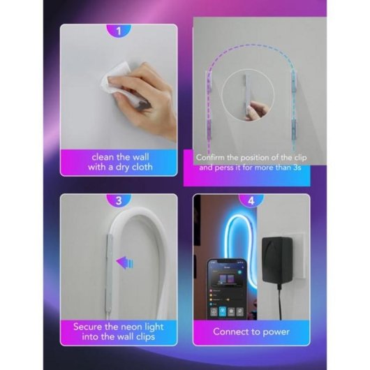 Clip de montaje Govee H10D2000 Metal Blanco Neon Rope Light 2 5 unidades