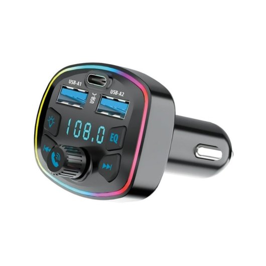 Transmisor Fm Bluetooth Forever / Cargador De Coche 1x Usb-c / 2x Usb-a - Negro