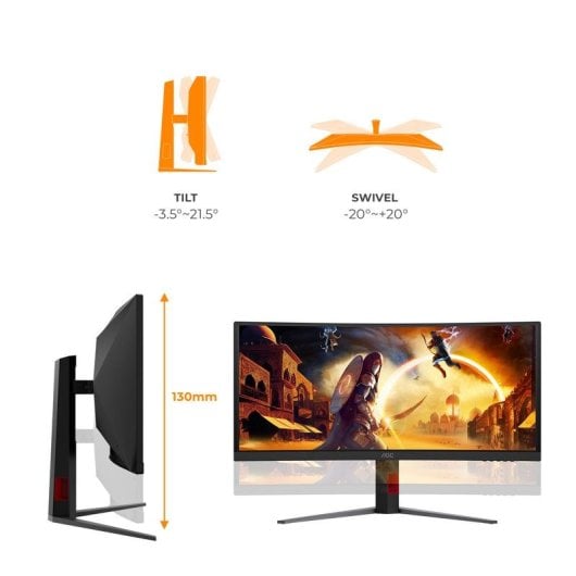 Monitor AOC G4 CU34G4CA 34" UltraWide QHD 180Hz Fast VA Curved HDR400 USB-C 1ms